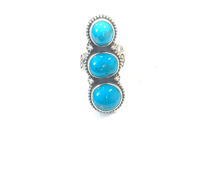 Sterling and Turquoise Triple Stone Statement Ring