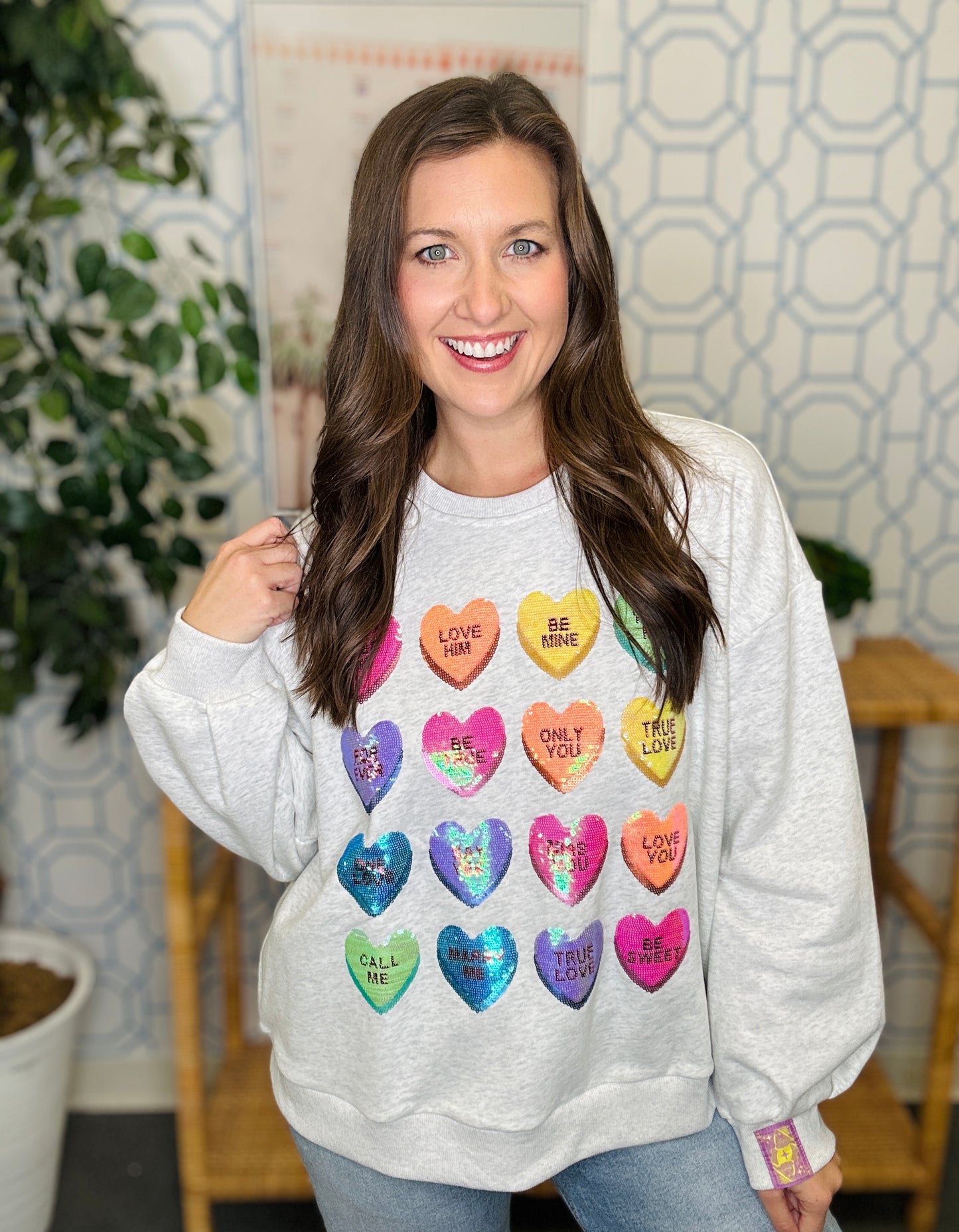 QOS Light Grey Sweetheart Sweatshirt