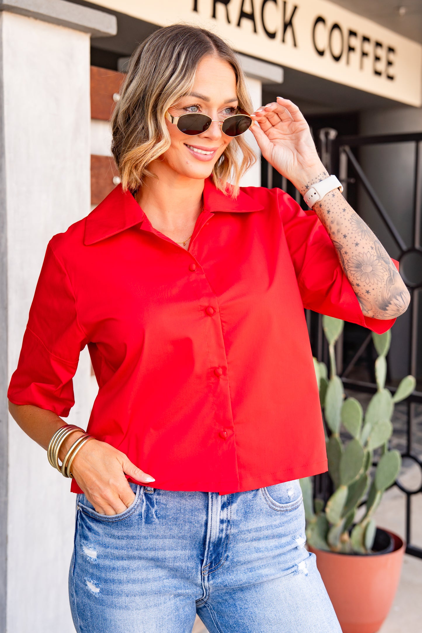 The Buckley Brian Button Top in 4 Colors