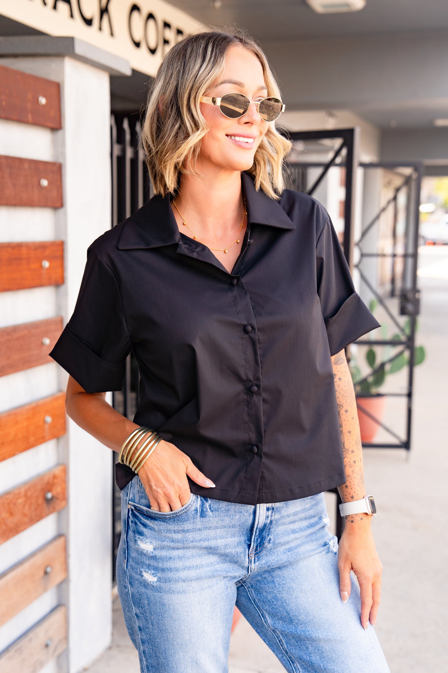 The Buckley Brian Button Top in 4 Colors
