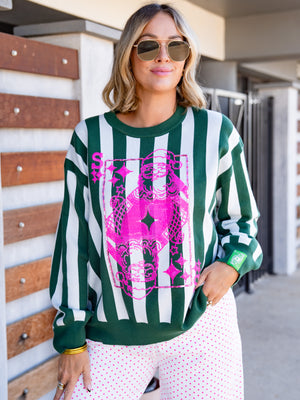 QOS X PDA Santa Card Sweater