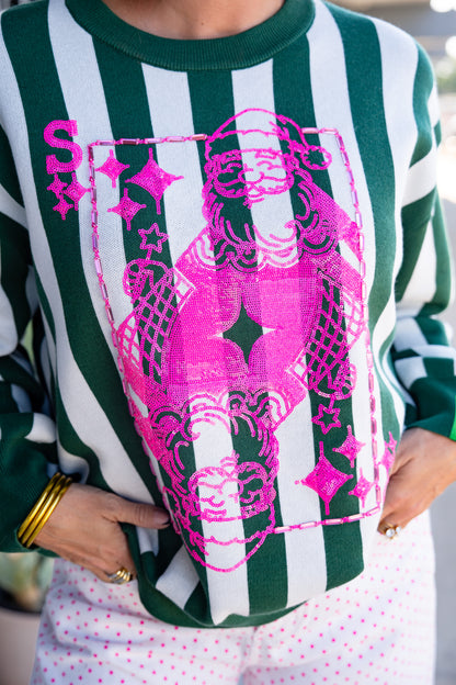 QOS X PDA Santa Card Sweater