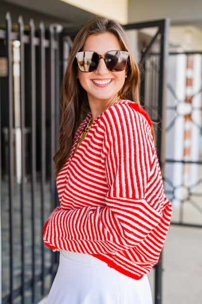 The Worth The Trip Cardigan in Thin Stripe- Lots