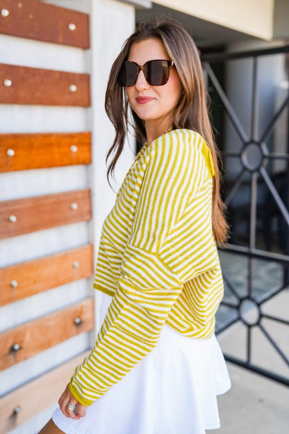 The Worth The Trip Cardigan in Thin Stripe- Lots