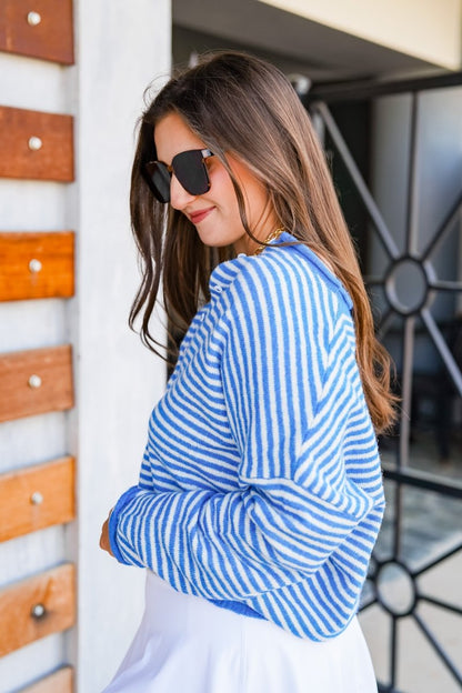 The Worth The Trip Cardigan in Thin Stripe- Lots