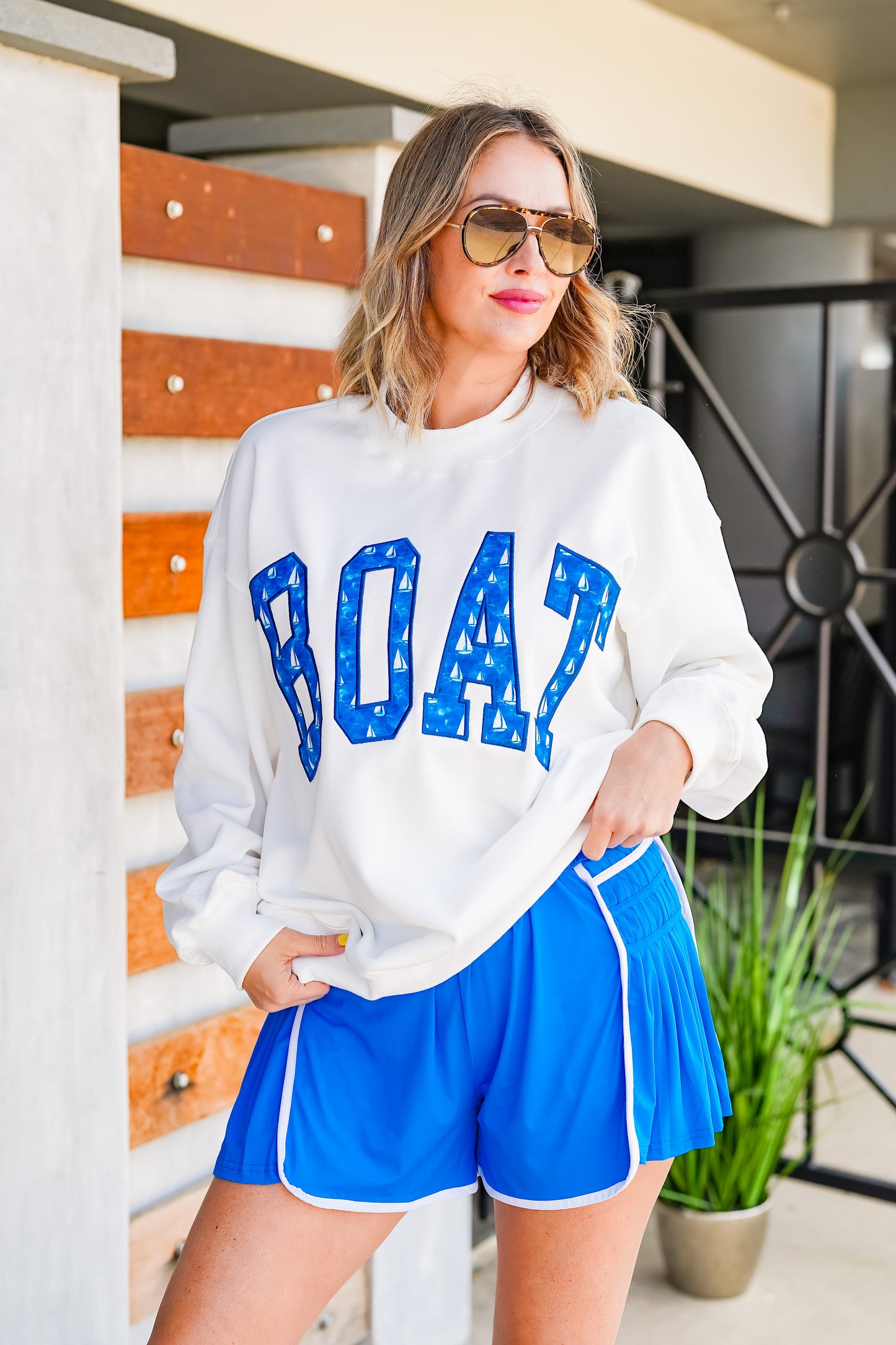 The Buckley Applique Pullover in BOAT