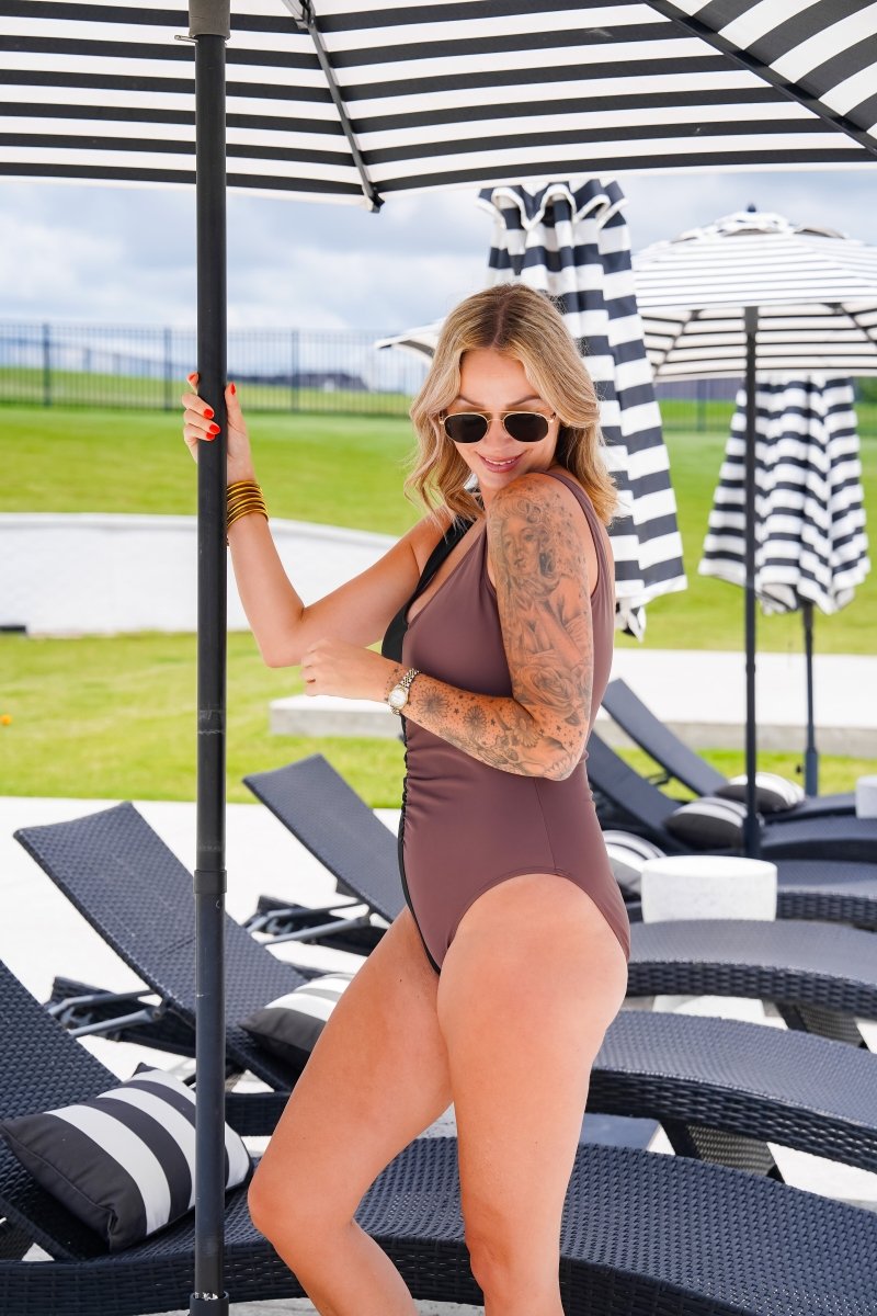The Buckley Two Faced Swimsuit in Black Brown