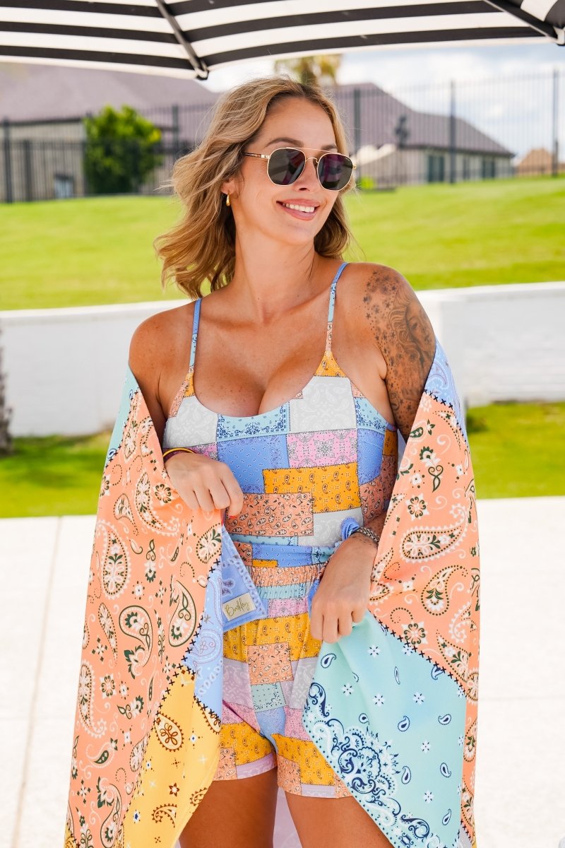 The Buckley Belted Swimsuit in Playful Paisley
