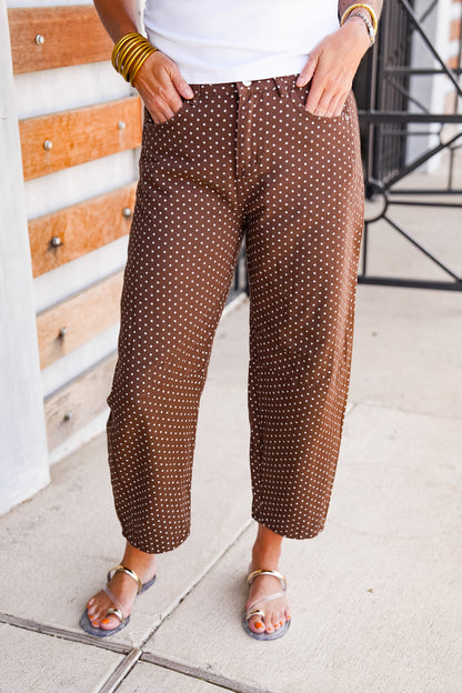 The Buckley Barrel Polkadot Jeans in Cream Dot