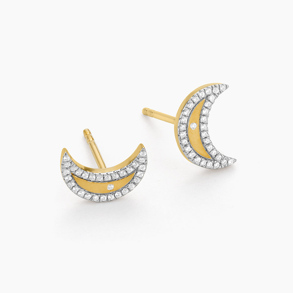 ES Crescent Moon Stud Earrings