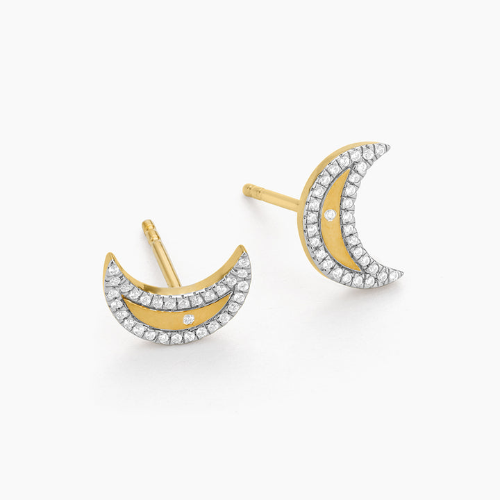 ES Crescent Moon Stud Earrings