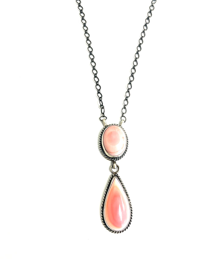 Sterling and Pink Conch Vicky Hicks Teardrop Pendant Necklace
