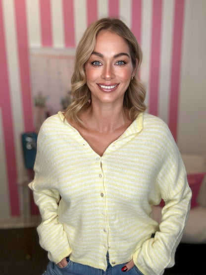 The Worth The Trip Cardigan in Thin Stripe- Lots