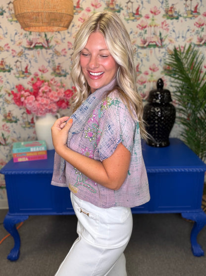 The Embellished Round Top- S/M