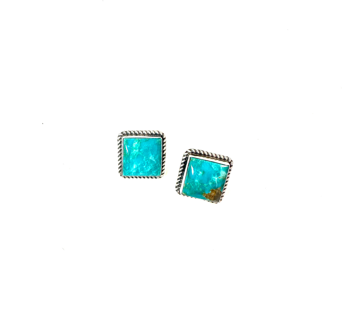 Judith Dixon Kingman Turquoise and Sterling Square Studs