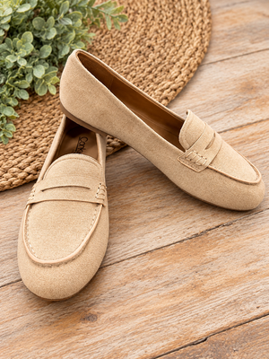 Don't Tell Loafers in Sand Faux Suede