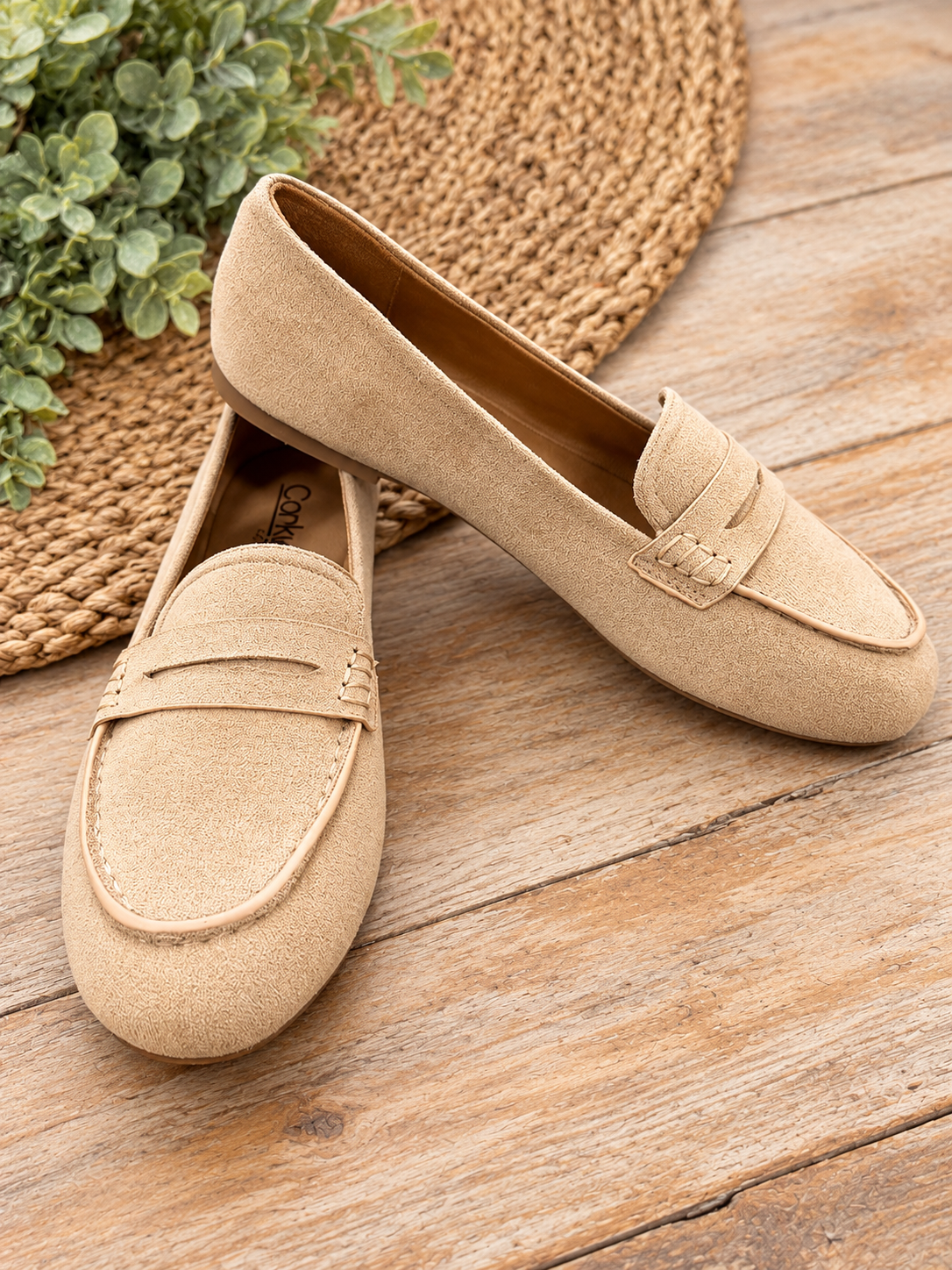 Don't Tell Loafers in Sand Faux Suede