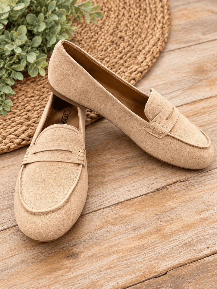 Don't Tell Loafers in Sand Faux Suede