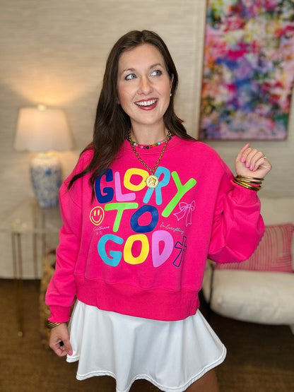 Glory To God Pink Crop Sweatshirt