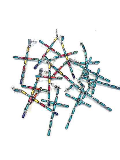 The Thin Cross Earrings- 3 Colors