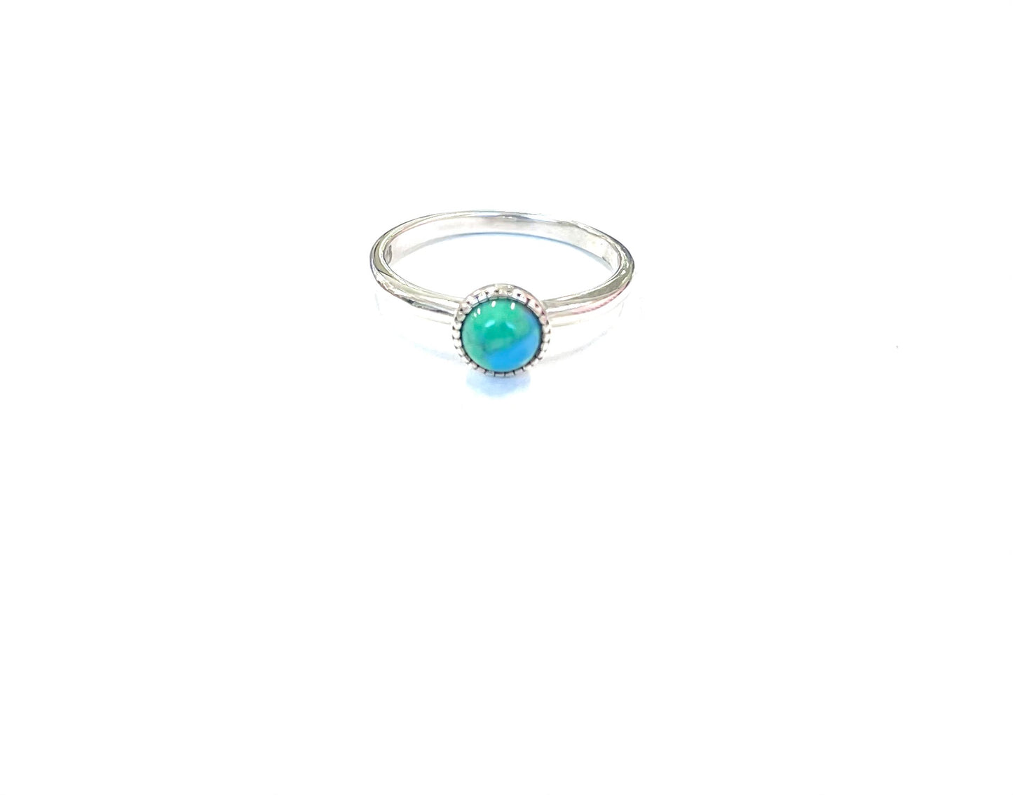 Sterling Ring-Simple Turq Circle on Band