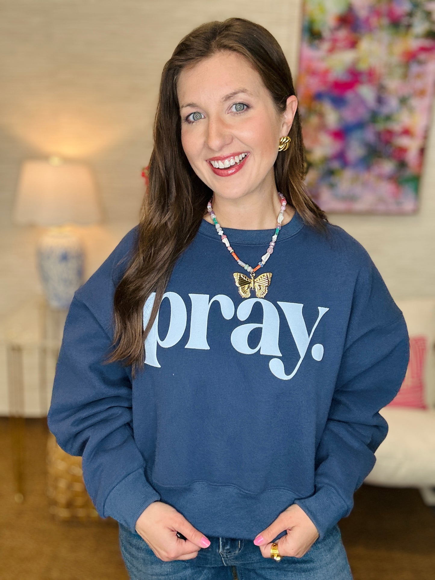 Pray. Puff Crop Sweatshirt