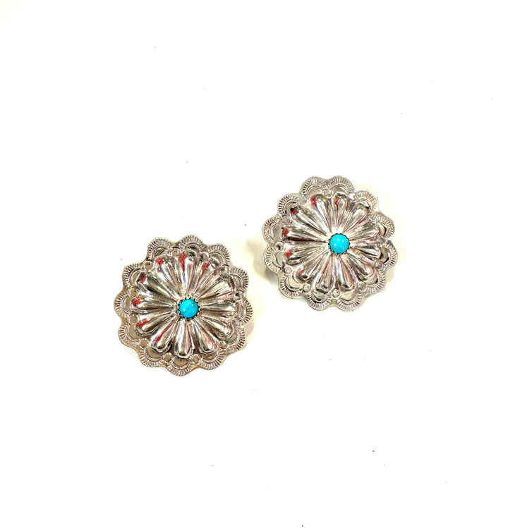 Laynall Benally Turquoise Center Sterling Studs