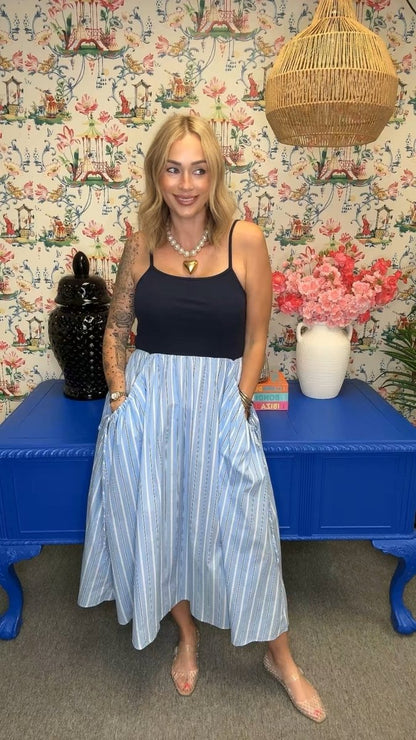 The Ribbed Blue Midi