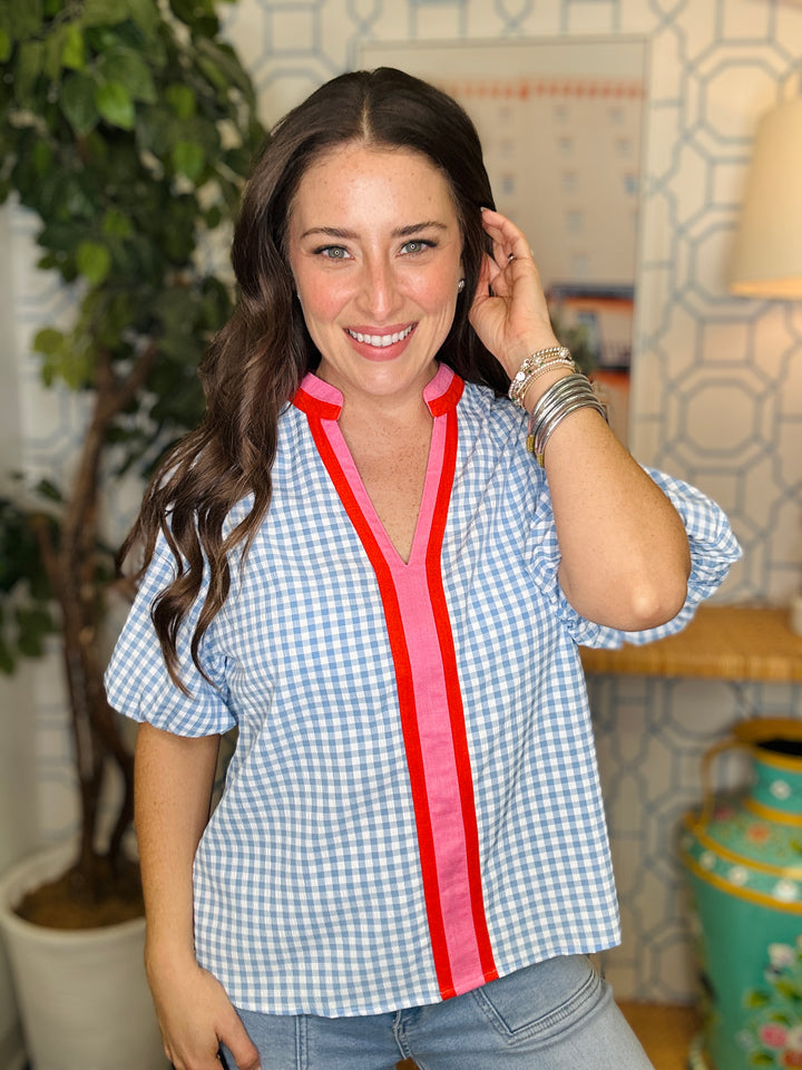 The Gingham THML Top in Blue