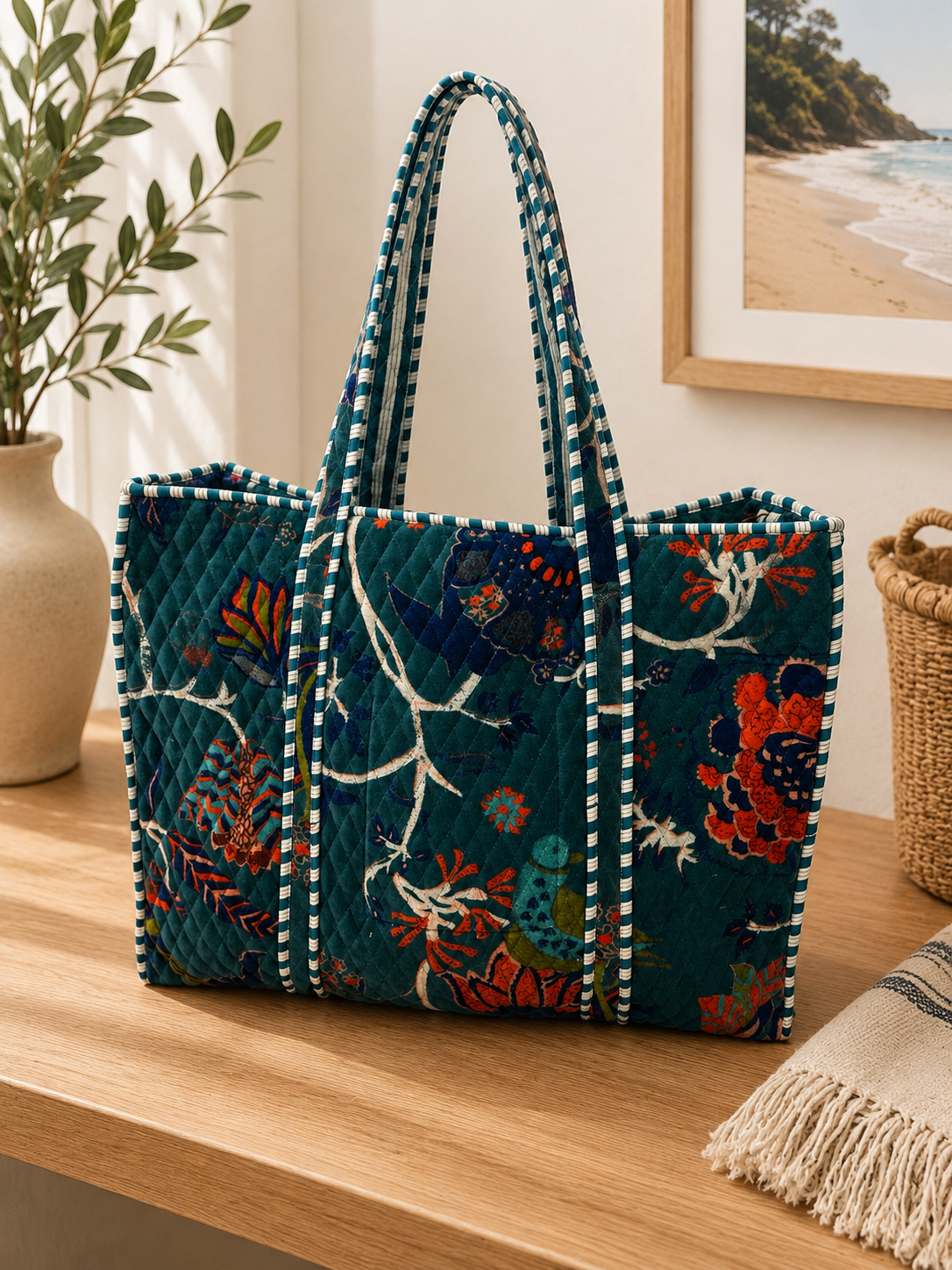 The Liza Tote in Teal Green