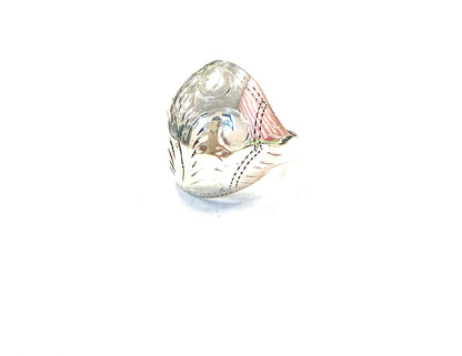 Sterling Ring-Etched Dome