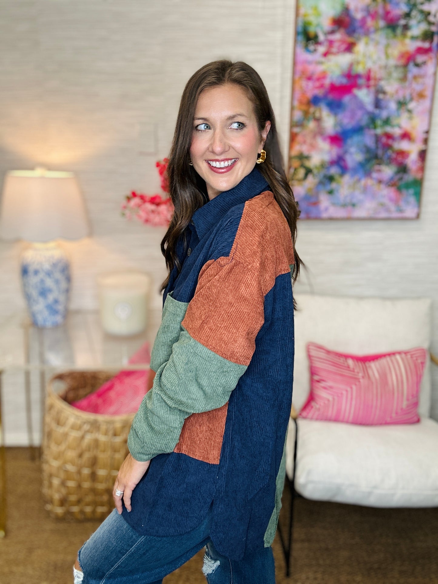 The Block Cord Shacket - 2 Colors