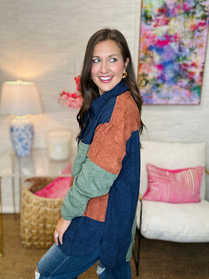 The Block Cord Shacket - 2 Colors