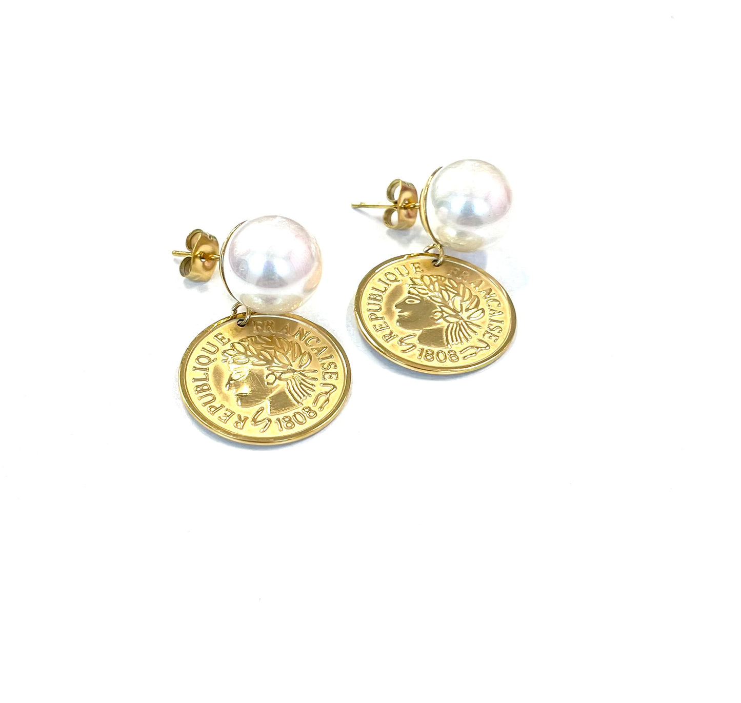 Waterproof Coin Dangle Earrings
