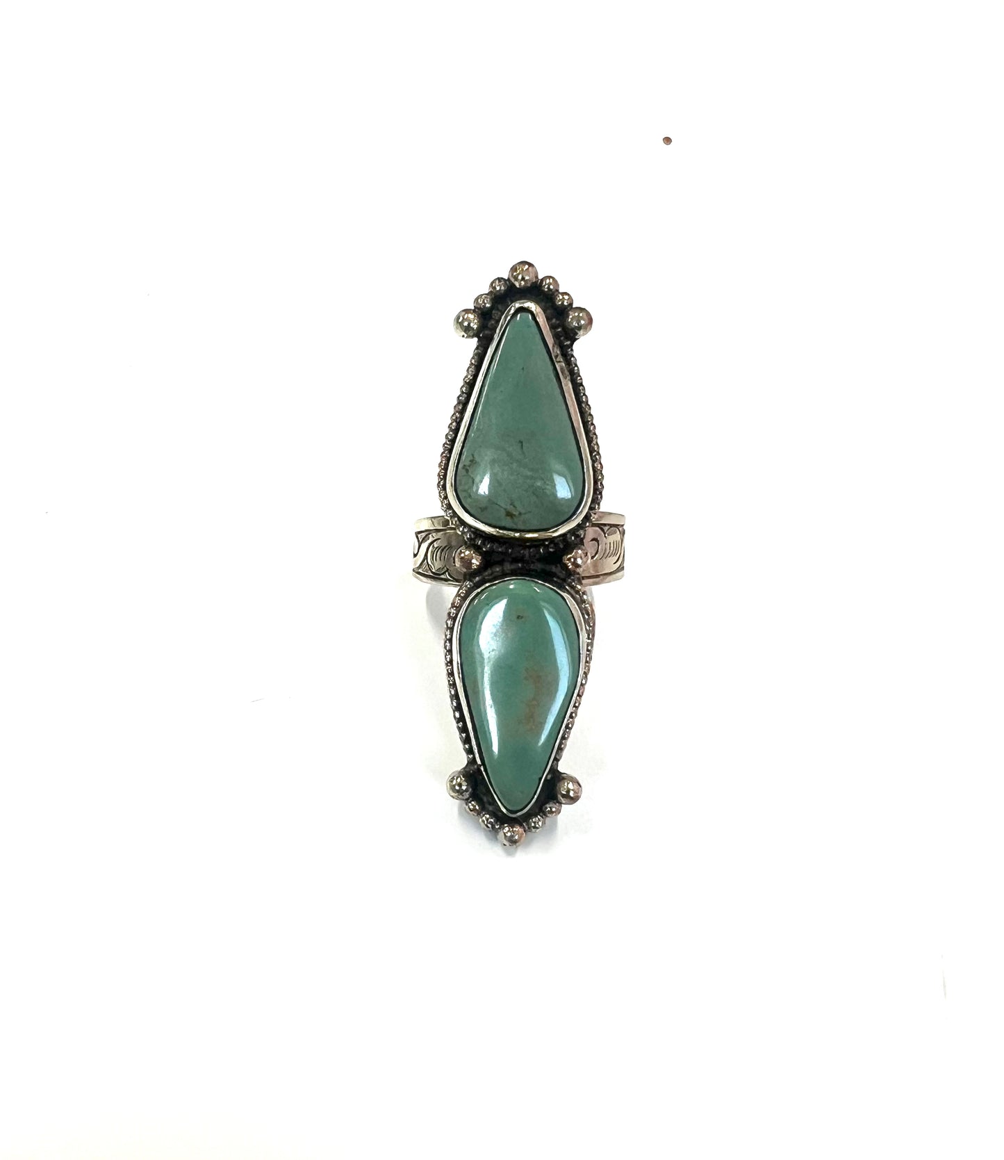 German Silver Turquoise Long Rings