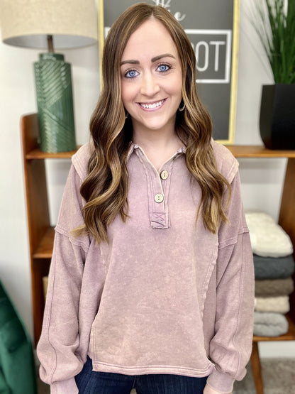The Washed Henley Pullover in AS/2 Colors