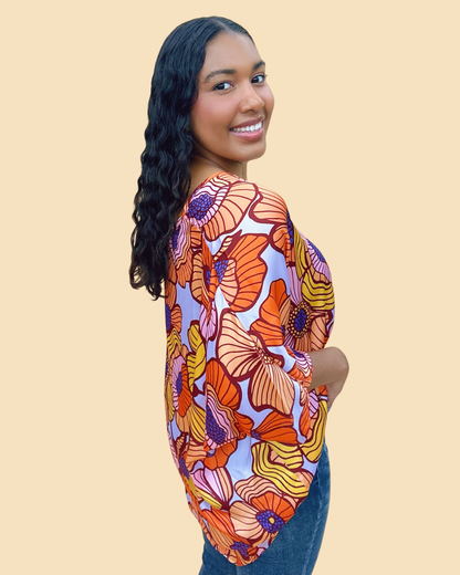 The Groovy Blooms Poncho Top - AS