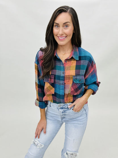 The Punchy Plaid Top-2 Colors