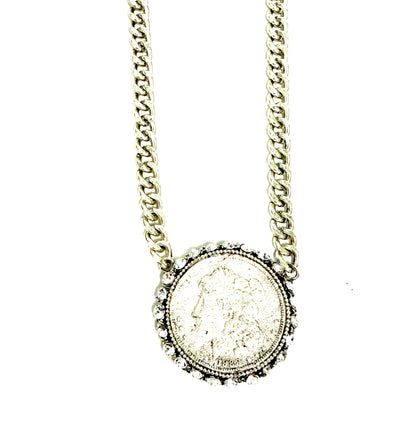 The Yochi Framed Queen Coin Necklace