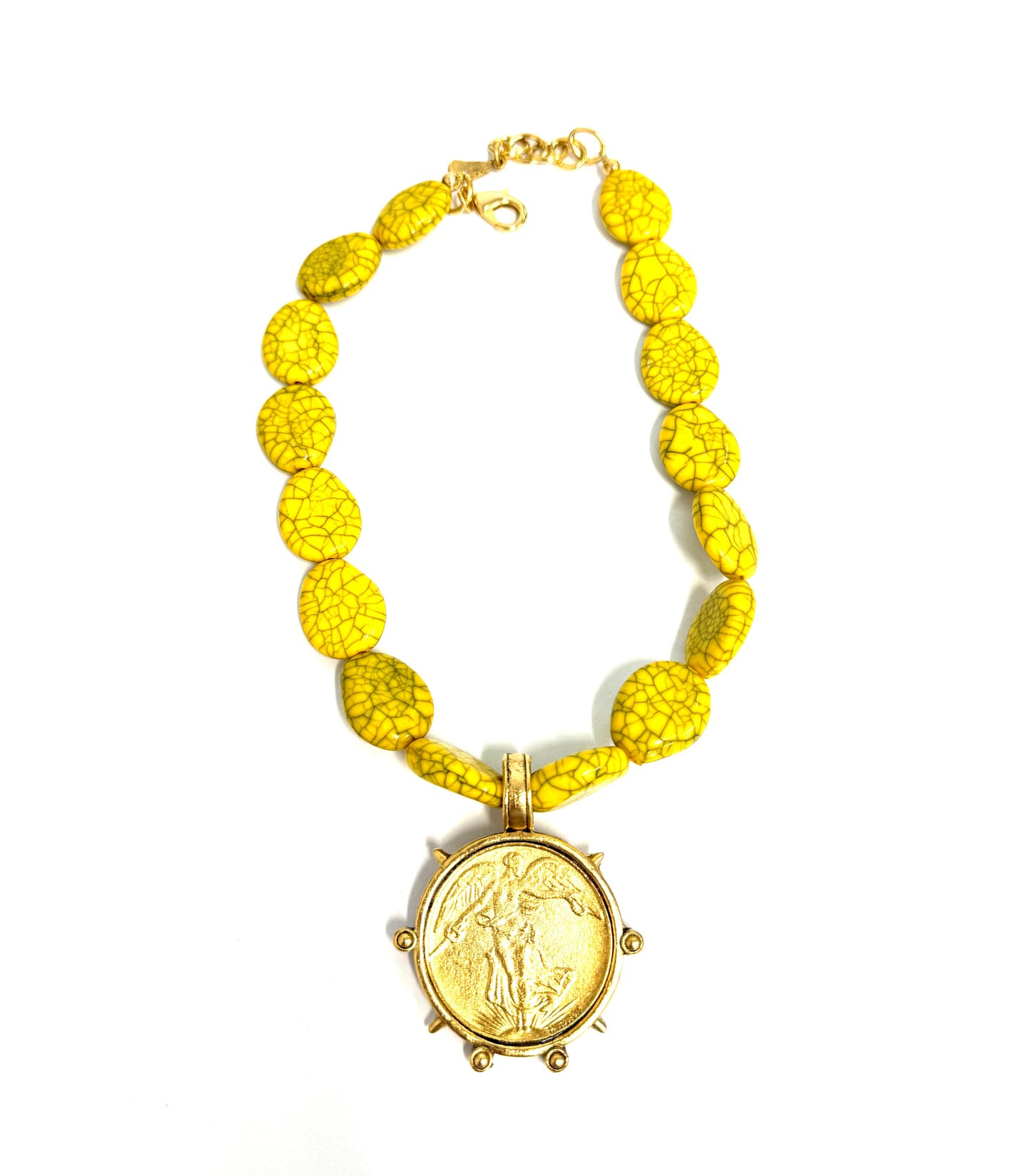 The Yochi Speckled Yellow Coin Necklace