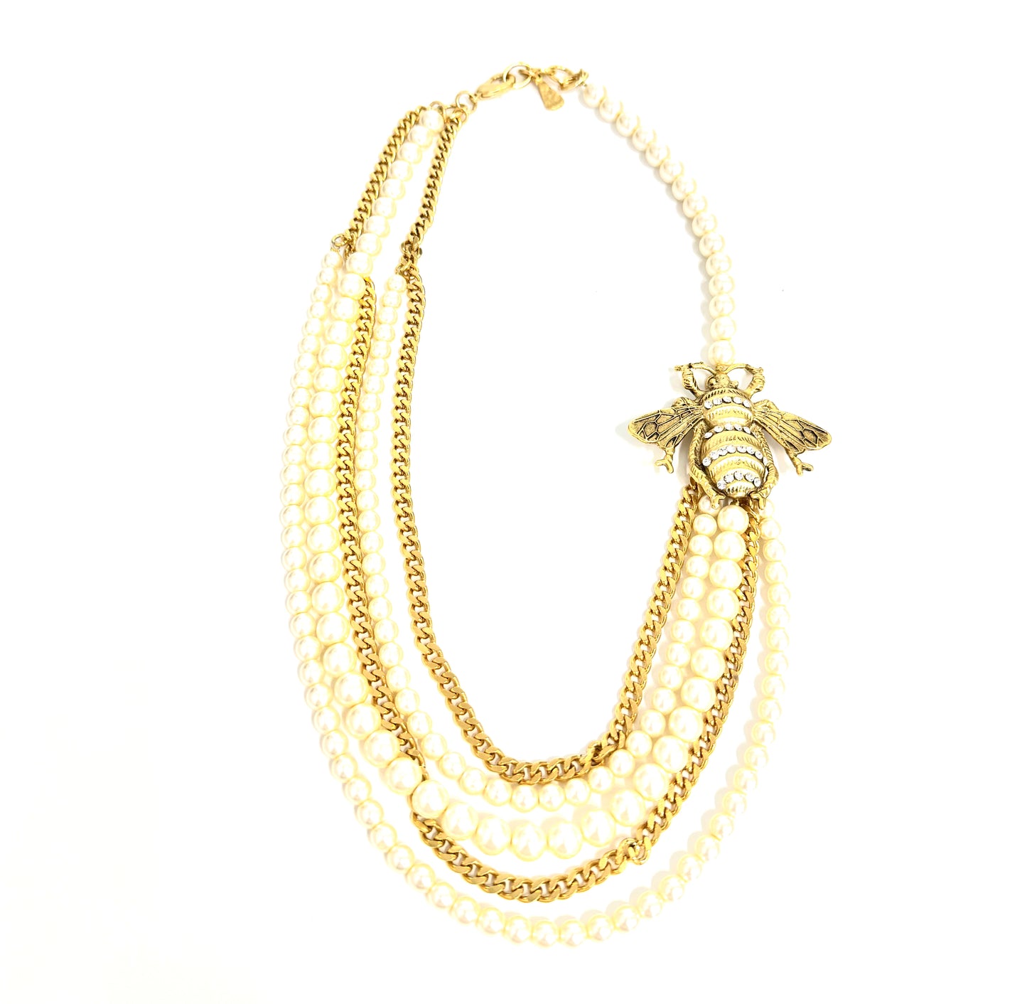 The Yochi Queen Bee Pearl Chain Necklace