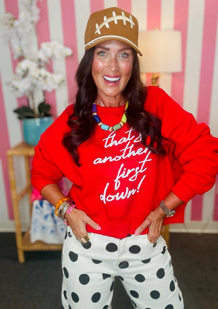 The That's Another First Down Puff Crop Sweatshirt