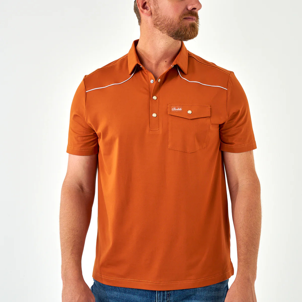 The Burlebo Pearl Snap Performance Polo in 2 Colors