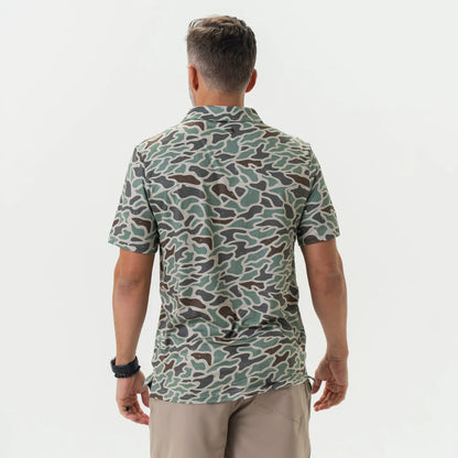 The Burlebo Performance Polo in Retro Duck Camo