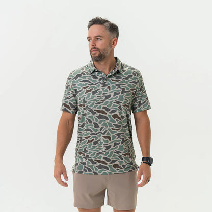 The Burlebo Performance Polo in Retro Duck Camo