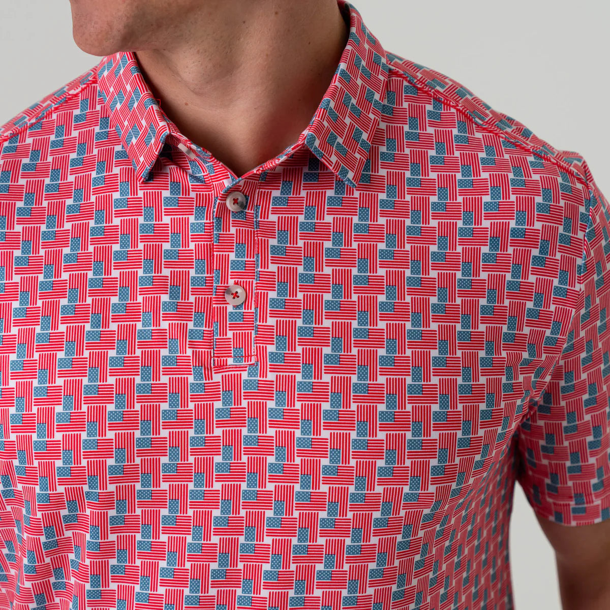 The Burlebo Performance Polo in American Flag Print