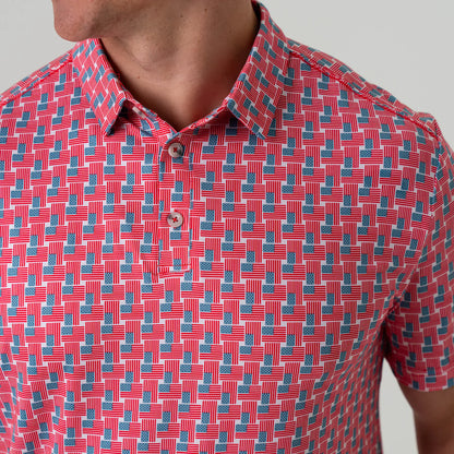 The Burlebo Performance Polo in American Flag Print