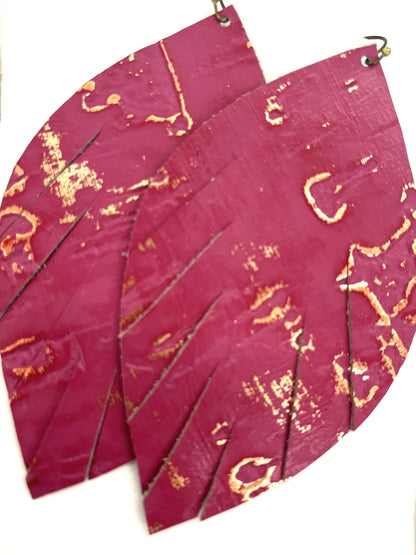 The Pink Fleck Leather Earrings