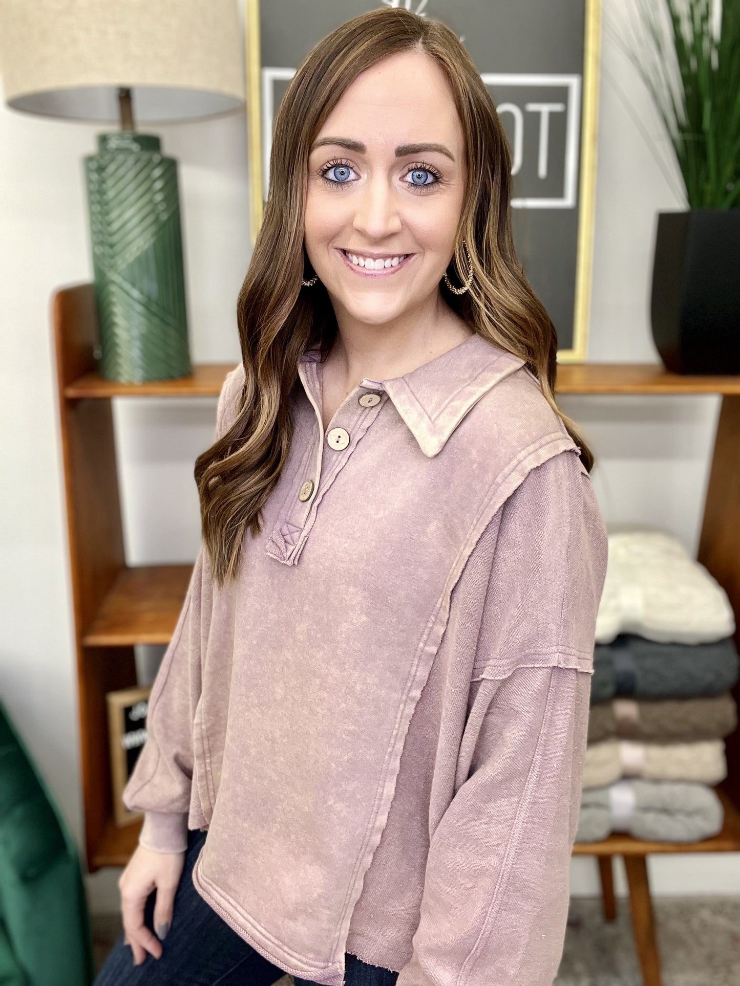 The Washed Henley Pullover in AS/2 Colors