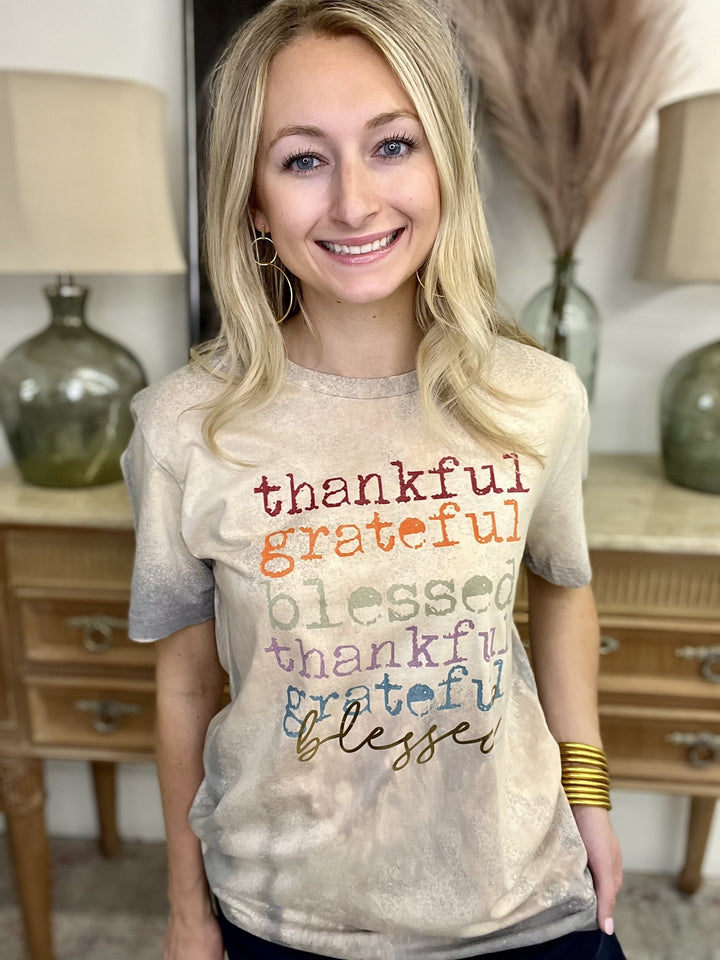 Thankful Grateful Bleached Tee